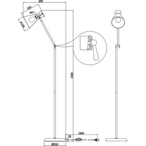 LED Vloerlamp - Vloerverlichting - Torna Ewomi - E27 Fitting - Rond - Mat Nikkel - Aluminium