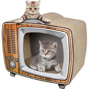 TV-kattenkrabplank van karton, loungebed, kattenkrabplank, plankpads voorkomen meubelschade, hout…