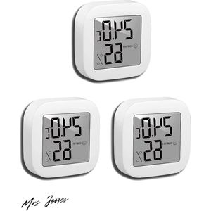 Mrs. Jones Digitale thermo-hygrometer 3 stuks thermometer hygrometer voor binnen temperatuur- en luchtvochtigheidsmeter kamerthermometer met smiley-indicator voor babykamer kantoor wijnkelder - temperatuur luchtvochtigheid meten .