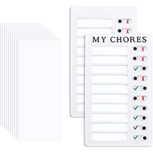 2X My Chores Checklist Board, Daily Reminder Chore Chart for Kids Adults Plastic Memo Checklist Boards with 10 Replaceable Blank Paper Memo Board for Home School Travel To Do List Whiteboard