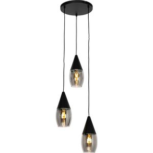 QAZQA drop - Moderne Hanglamp - 3 lichts - Ø 39.6 cm - Zwart - Woonkamers-sSlaapkamers-sKeuken