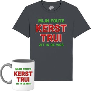 Mijn foute kersttrui zit in de was - Foute Kersttrui Kerstcadeau - Dames / Heren / Unisex Kleding - Grappige Kerst Outfit - T-Shirt met mok - Unisex - Mouse Grijs - Maat S