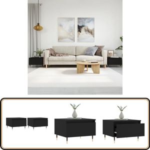 vidaXL Salontafels - 2 stuks - Zwart - Bewerkt hout Salontafel - Bijzettafels - Zwarte Salontafel - Houten Salontafel - Modern Design