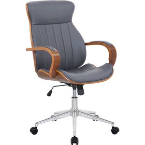 CLP Melilla Bureaustoel - Voor volwassenen - Ergonomische - Met armleuningen - Kunstleer - walnoot/grijs