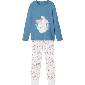 Name it meisjes pyjama - Unicorn - 164 - Blauw.