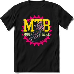 Mountainbike Gear | TSK Studio Mountainbike kleding Sport T-Shirt | Geel - Roze | Heren / Dames | Perfect MTB Verjaardag Cadeau Shirt Maat L