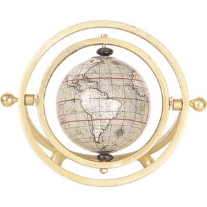 Clayre & Eef Wereldbol Decoratie 64197 21*10*15 cm Bruin Hout / ijzer Rond wereld Globe Aardbol