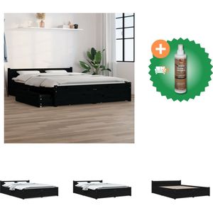 vidaXL Bedframe met lades zwart 140x200 cm - Bed - Inclusief Houtreiniger en verfrisser