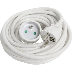 Verlengkabel 10 Meter Wit - HO5VV-F 3G1,5 - 2P+T Geaard - 16 Ampère Voor Binnengebruik