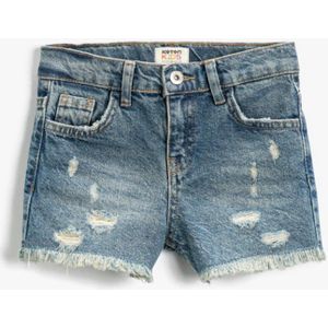 Koton Normaal Dun Destroyed Mini Denim Shorts Katoen