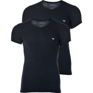 Emporio Armani heren 2P V-hals shirts stretch blauw