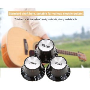 Allecto Plus - Elektrische Gitaar Top Hat Knoppen Zwart - Volume en Toon Knoppen - Set van 3 - Vervanging voor Standaard Elektrische Gitaren
