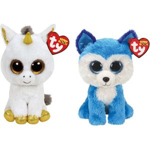 Ty - Knuffel - Beanie Boo's - Pegasus Unicorn & Prince Husky