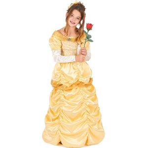 LUCIDA - Geel satijnachtig prinses kostuum voor meisjes - L 128/140 (10-12 jaar)