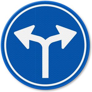 Verkeersbord D7 verplichte rijrichting rechts of links - aluminium DOR 600 mm Klasse 3 - 15 jaar garantie