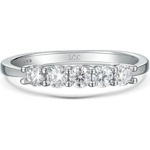 Quintella - 18k Witgouden 5 Stenen Moissanite Jubileumring