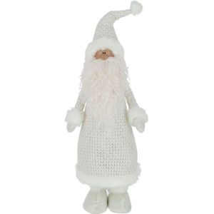 J-Line Kerstfiguren kerstman - textiel - wit - large - 66 cm - kerstversiering