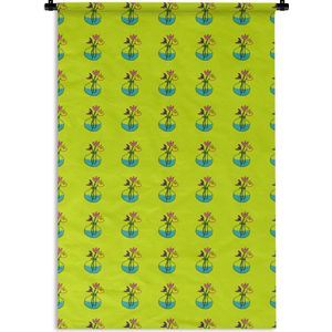 Wandkleed - Wanddoek - Bloemen - Vazen - Patronen - 120x180 cm - Wandtapijt