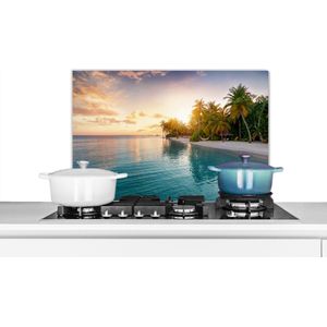 Spatscherm keuken 70x50 cm - Kookplaat achterwand Strand - Zee - Eiland - Tropisch - Muurbeschermer - Spatwand fornuis - Hoogwaardig aluminium