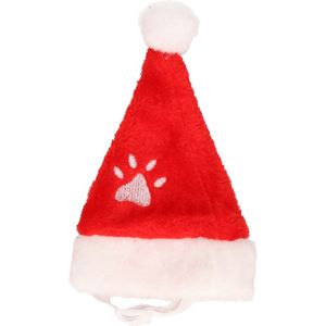 Kerstmuts - voor katten/kleine hondjes - rood - polyester