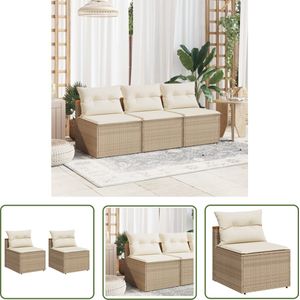 The Living Store PE Rattan Tuinbanken - 54 x 64 x 54 cm - Beige - Robuust Staal Frame - Comfortabele Kussens