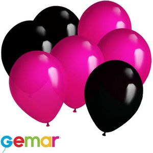 30 ballonnen Magenta en Zwart (Ook geschikt voor Helium)