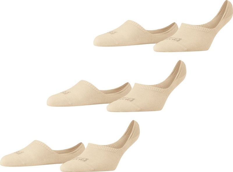 FALKE Step 3-Pack onzichtbare antislip kousenvoetjes duurzaam katoen multipack footies dames beige - Maat 35-36