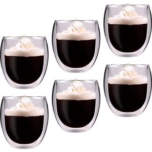 Glas Rondo wijnglas koffieglas theeglas | bolvormig design | 400 ml | dubbelwandig borosilicaatglas | bestand tegen hitte en kou | handgemaakt | mondgeblazen | krasvrij | geschikt voor magnetron en vaatwasser