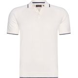 Cappuccino Italia - Heren Polo SS Tipped Tricot Polo - Wit - Maat XL