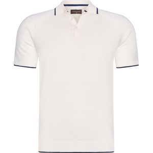 Cappuccino Italia - Heren Polo SS Tipped Tricot Polo - Wit - Maat XL