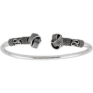 Zilveren armband dames | Zilveren armband, bangle in Bali stijl met spiralen en geoxideerde knopen