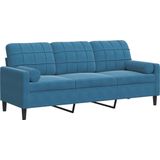 vidaXL - Driezitsbank - met - sierkussens - 180 - cm - fluweel - blauw