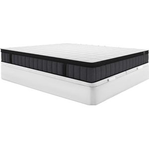 Vente-unique Set 180 x 200 cm witte bedbodem met opbergruimte + hybride matras met pocketveren met 7 zones en gel met vormgeheugen van 25 cm dik - TOLCA van YSMÉE