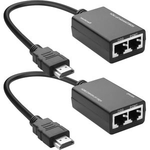 HDMI Extender via HDMI naar Cat5e/6 Netwerk Balun Kabeladapter Converter 100FT/30M Zender Signaalversterker Repeater Zender Ondersteunt tot 1080