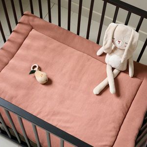 Petite Amélie Boxkleed voor inklapbare babybox 75x96cm Teracotta - Speelkleed baby - 100% Biologisch fijngebreid katoen - Zacht en gevoerd - Knus Speelparadijs