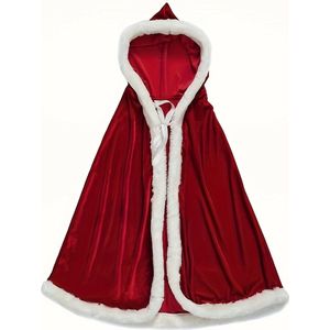 Luxe Kerstcape - One Size - Met capuchon - Rood - Kerst Cape - Carnaval