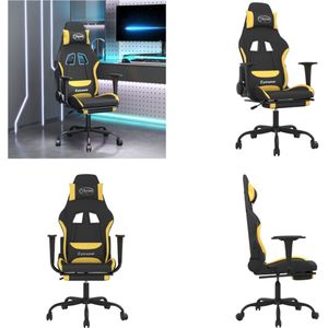 vidaXL Gamestoel met voetensteun stof zwart en geel - Gamingstoel - Gamingstoelen - Televisiestoel - Racingstoel