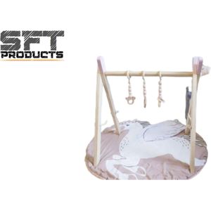 SFT Products Babygym - Hout - Houten Baby Speelgoed - Vanaf 0 Jaar - Handgemaakt - Kraamcadeau - 3 Hangers - Roze