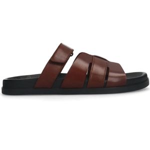 Sacha - Heren - Cognac sandalen met klittenband - Maat 46