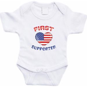 Wit First Amerika supporter rompertje baby - Babykleding 68