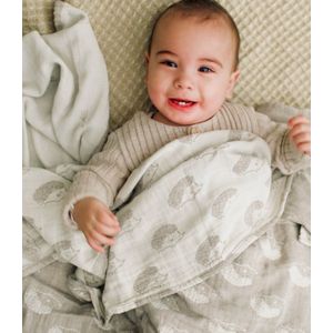 Pure Baby Love - luxe swaddle / hydrofiele doek L - 80x80 - taupe egels