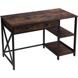 Maison’s Bureau – Laptop tafel – Bureautafel – Met lade – Industrieel – Hout/Metaal – 115x60x76