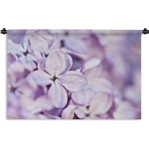 Wandkleed De lavendel - Close up van lavendel bloemen Wandkleed katoen 150x100 cm - Wandtapijt met foto