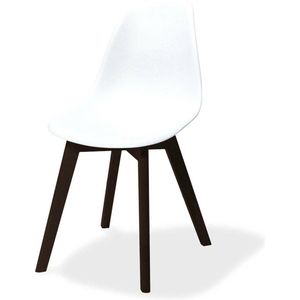 Keeve Stapelbare stoel wit, berkenhouten frame en kunststof zitting - SET VAN 4