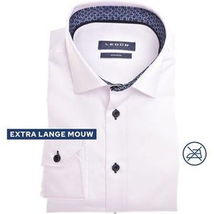 Ledub modern fit overhemd - mouwlengte 72 cm - wit - Strijkvrij - Boordmaat: 37