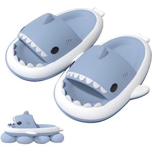 Geweo Shark Slippers - Haai Slides - Haaien Badslippers - EVA -Blauw en Wit - Maat 3738