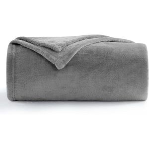 Zachte Fleece Deken - Grijze Plaid voor Bank en Reizen, 130 x 150 cm