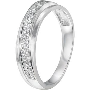 Lucardi Dames Ring rhodiumplated met zirkonia - Ring - Cadeau voor vrouwen - Echt Zilver - Zilverkleurig