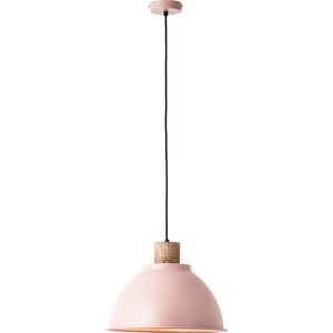 Brilliant Erena hanglamp 38cm lichtroze metaal/hout 1x A60, E27, 60 W, geschikt voor normale lamp (niet inbegrepen)
