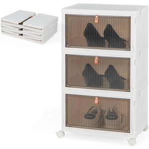 Stapbare opbergdoos met wielen en deksel - Transparante organizer voor slaapkamer en woonkamer